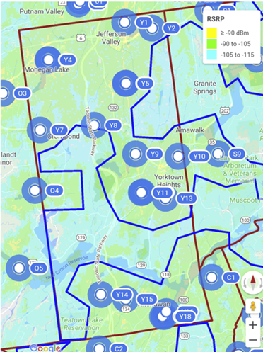 Figure Y10: LTE Coverage Predictions Existing or Approved PWSF Sites