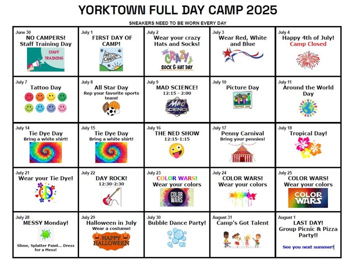 Example of Camp Calendar