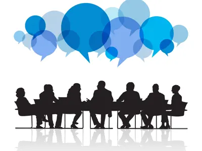 people at a meeting graphic