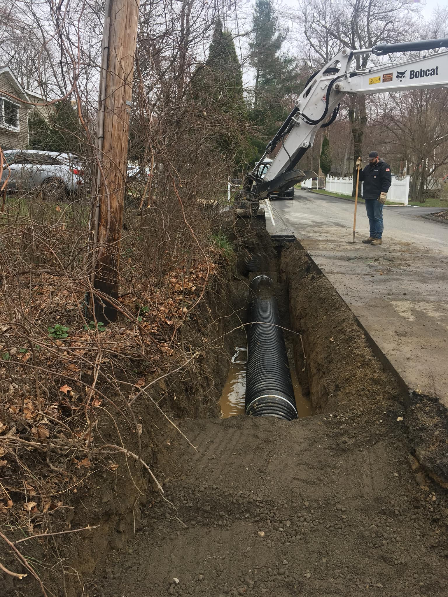 drainage work along roadway