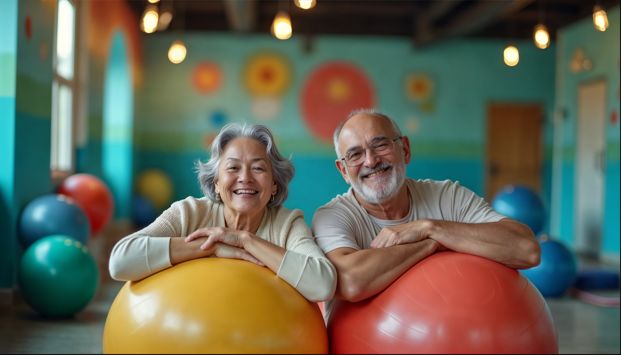 an image of two seniors ready to exercise