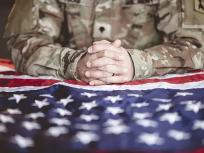 American Soldier With American Flag
