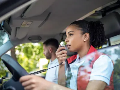 woman driving ambulance