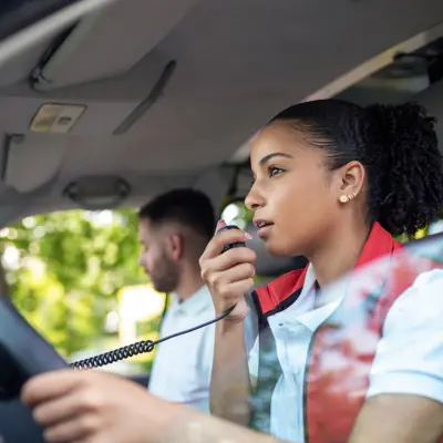 woman driving ambulance