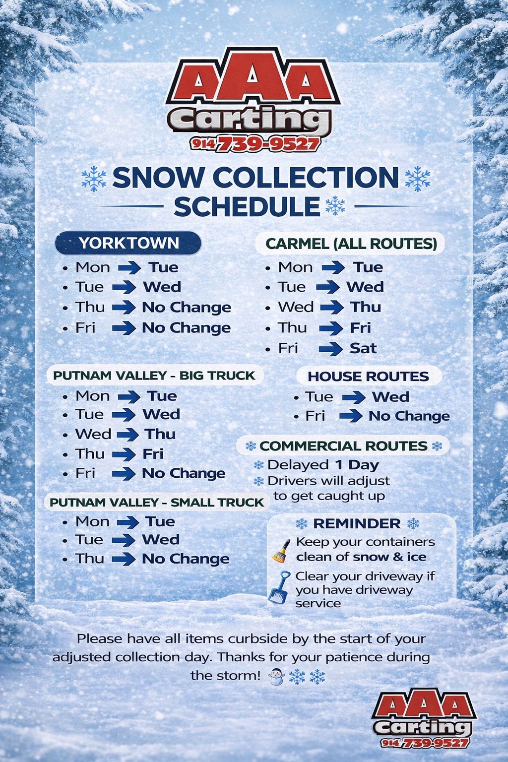 Snow Collection Schedule