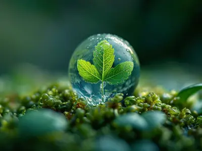 Leaf In A Water Droplet