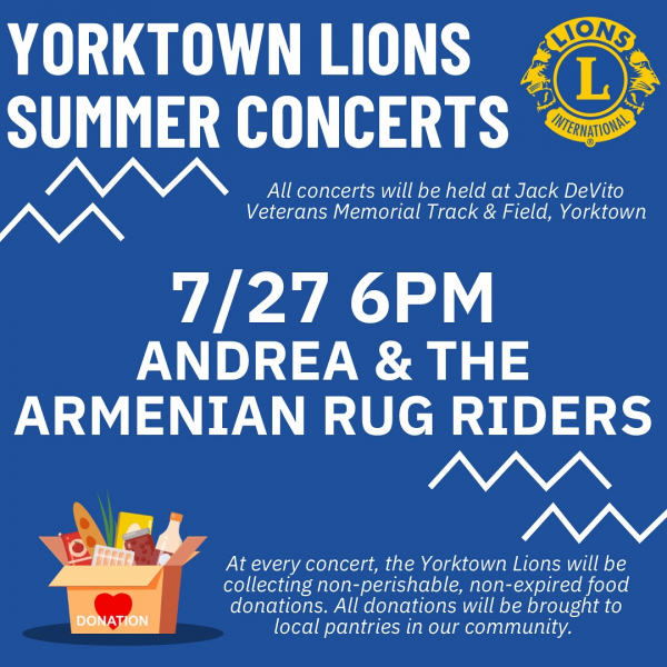 Yorktown Lions Summer Concerts 7/27 Andrea &amp; The Armenian Rug Riders