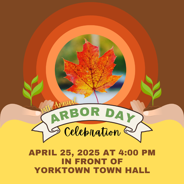 14th Annual Arbor Day Celebration, Friday, April 26, 2025 at 4 pm in front of Town Hall