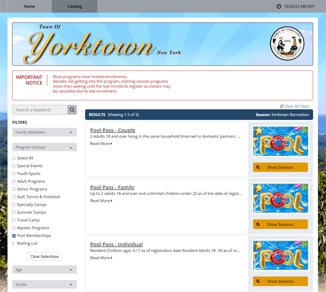 Image of Community Pass website