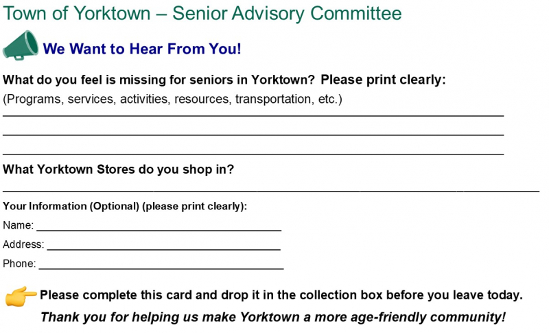 Town of Yorktown Senior Advisory Committee Survey