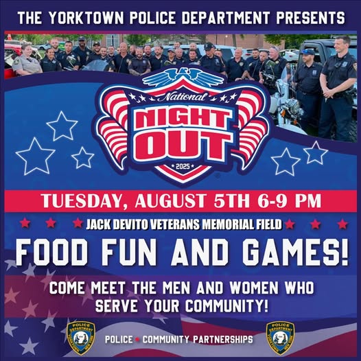Yorktown Police Department National Night Out, Tuesday, August 5th, 6-9 pm