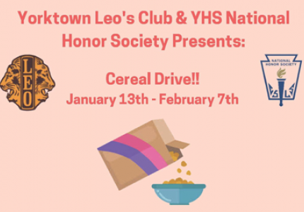 Yorktown Leos Club & YHS National Honor Society Cereal Drive