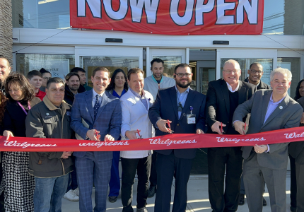 Officials from Walgreens and Yorktown cut the ribbon at the chain's new store on Crompond Road. Photo courtesy of the Town of Yo