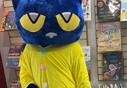 A photo of Pete the Cat at the Hart Library