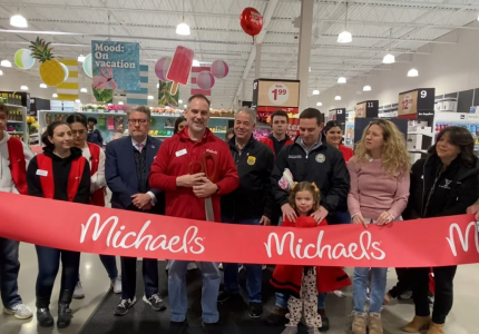 Photo of Michaels store ribbon cutting.
