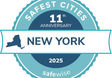 Safest Cities 11th Anniversary New York 2025 safewise badge