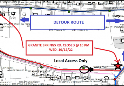 Road Closure 10/12/22 Granite Springs Rd.