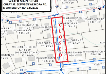 Curry St. Closed Due To Water Main Break