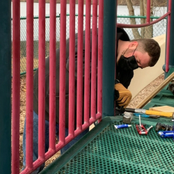 Repairs performed on Yorktown’s playground equipment in March.