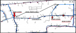 Evergreen St. Main Break and Road Closure