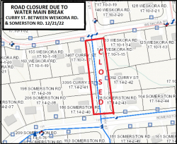 Curry St. Closed Due To Water Main Break