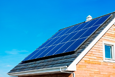 solar panels on a house roof